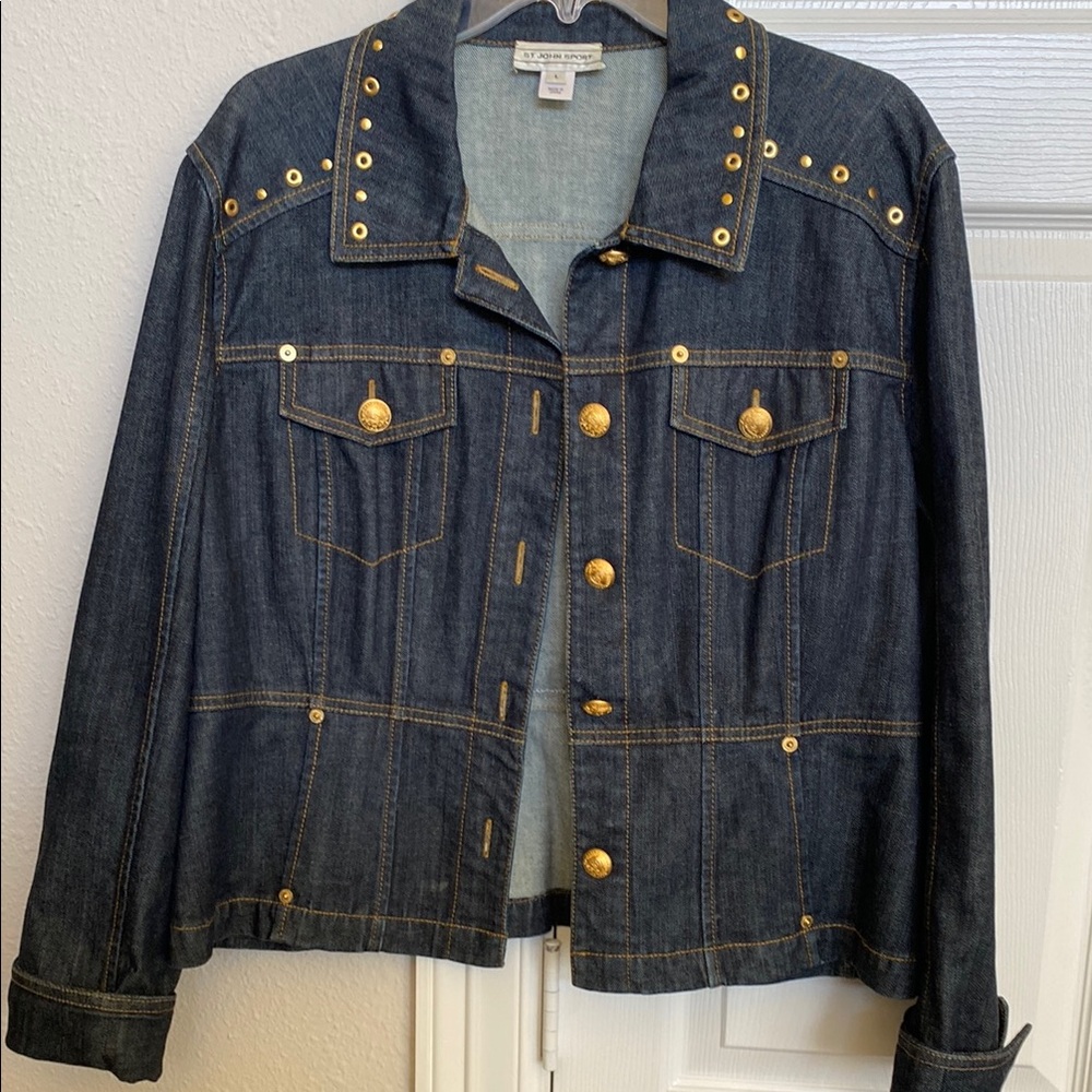 Stylish Denim Jacket with Gold Details